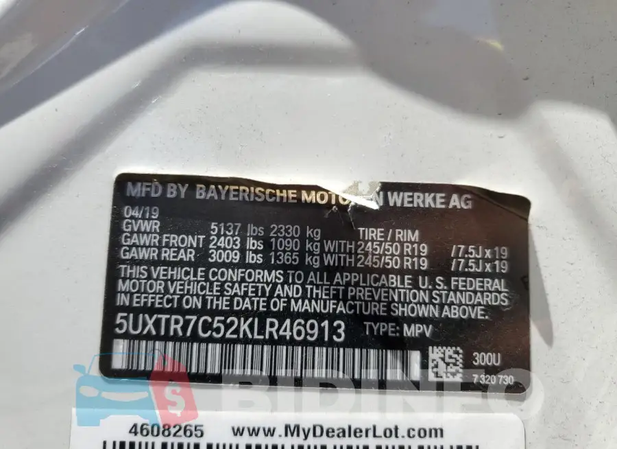 5UXTR7C52KLR46913 Photo# 13