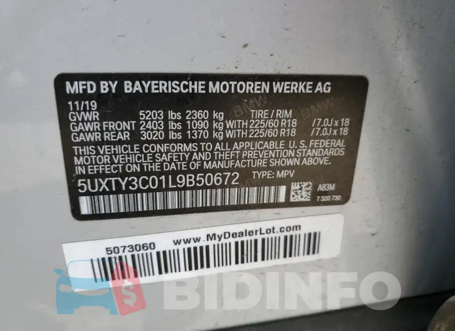 5UXTY3C01L9B50672 Photo# 14