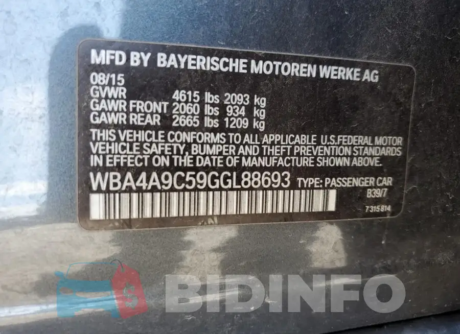 WBA4A9C59GGL88693 Photo# 12