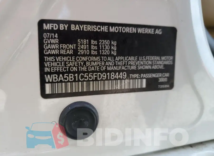WBA5B1C55FD918449 Photo# 12