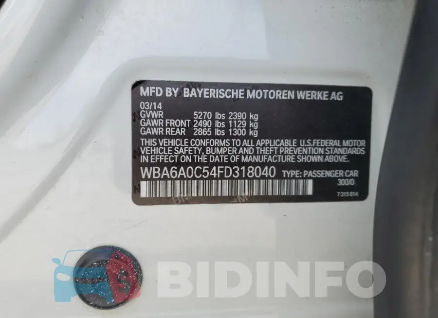 WBA6A0C54FD318040 Photo# 12