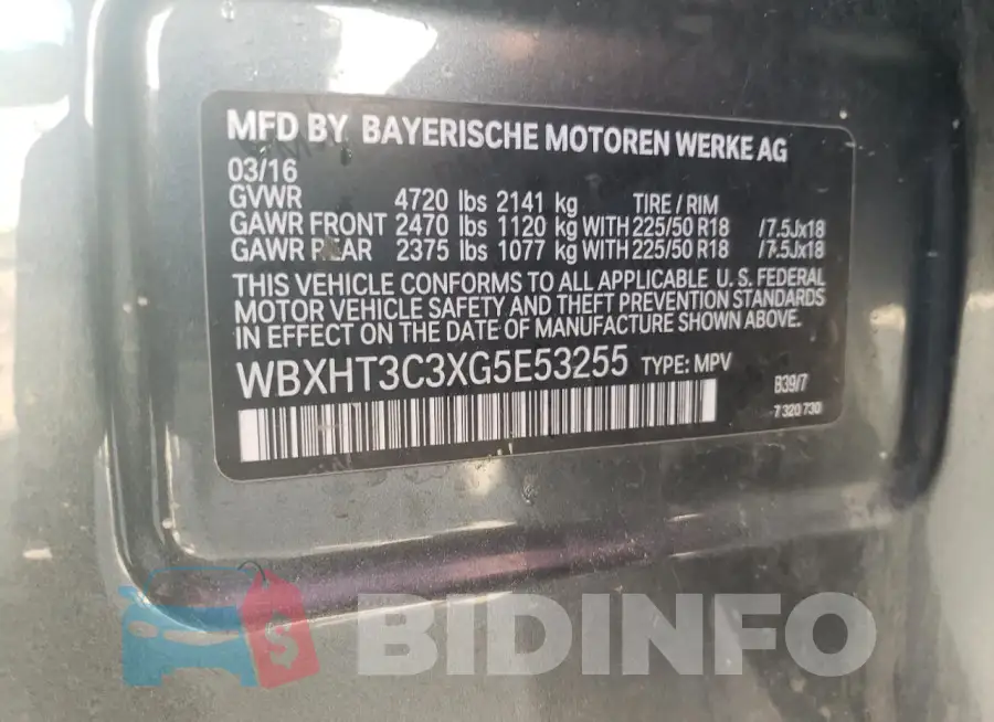 WBXHT3C3XG5E53255 Photo# 13
