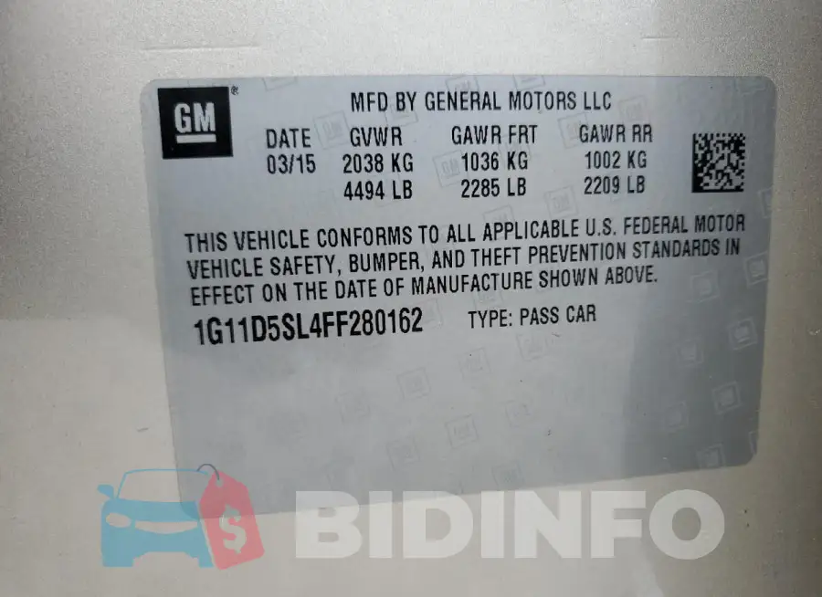 1G11D5SL4FF280162 Photo# 12