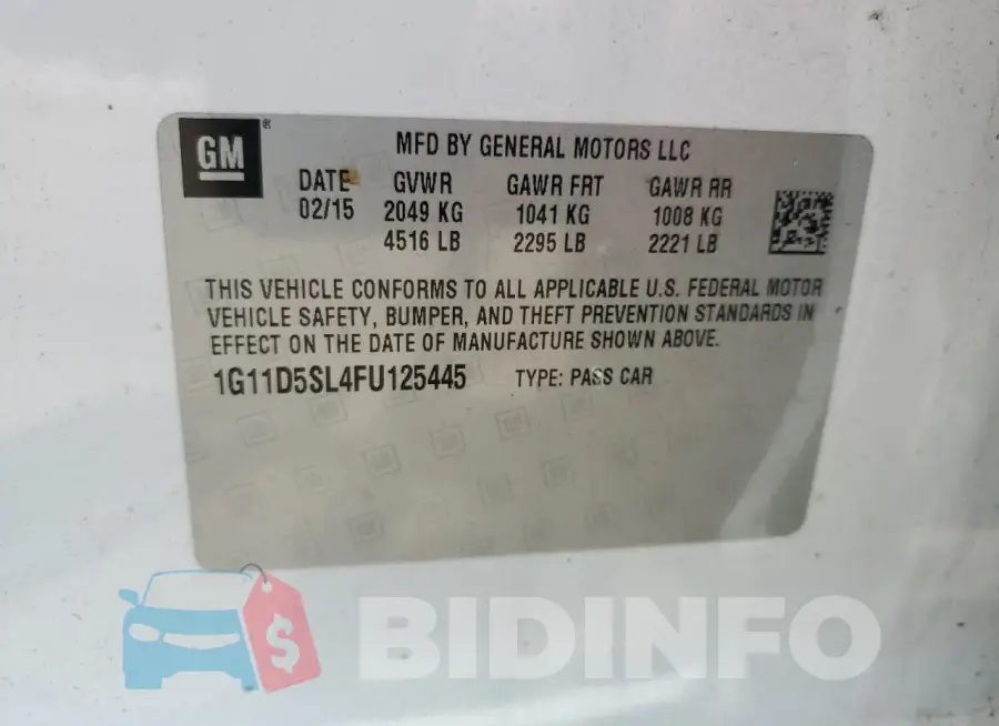 1G11D5SL4FU125445 Photo# 12