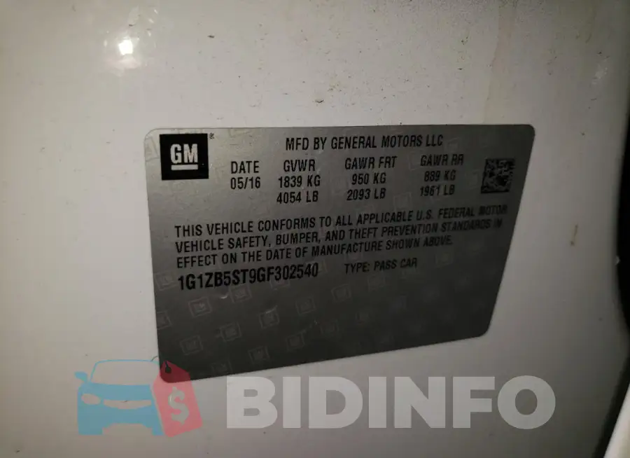 1G1ZB5ST9GF302540 Photo# 12