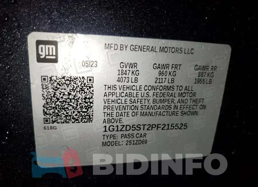 1G1ZD5ST2PF215525 Photo# 13