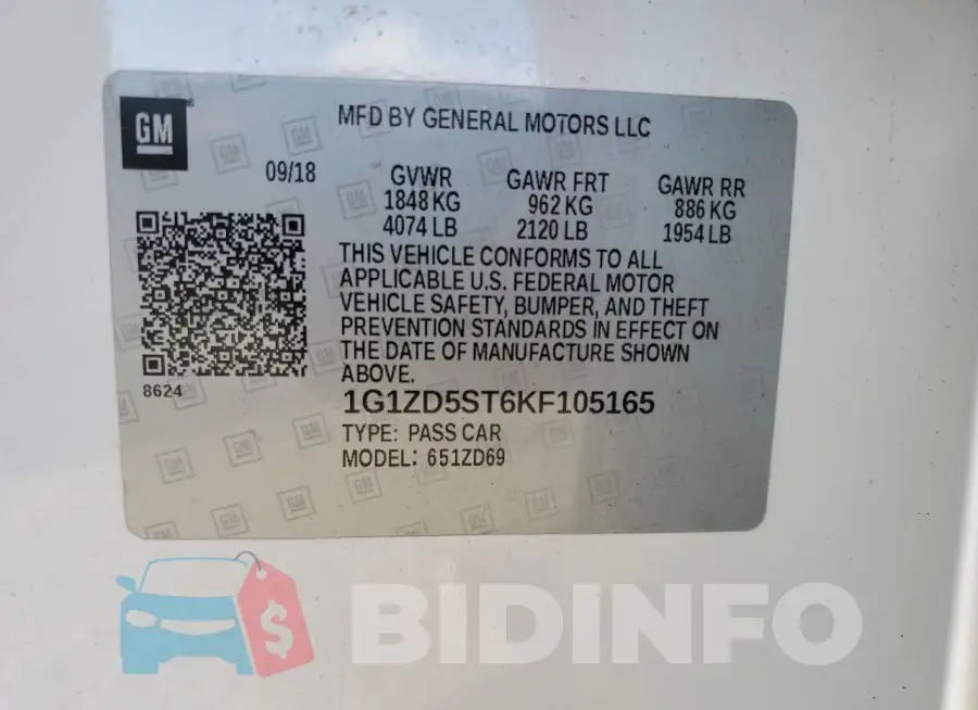 1G1ZD5ST6KF105165 Photo# 12