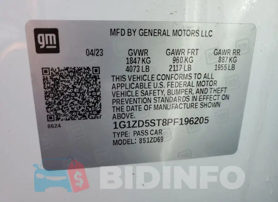 1G1ZD5ST8PF196205 Photo# 12