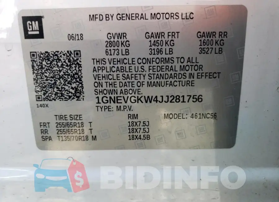 1GNEVGKW4JJ281756 Photo# 13