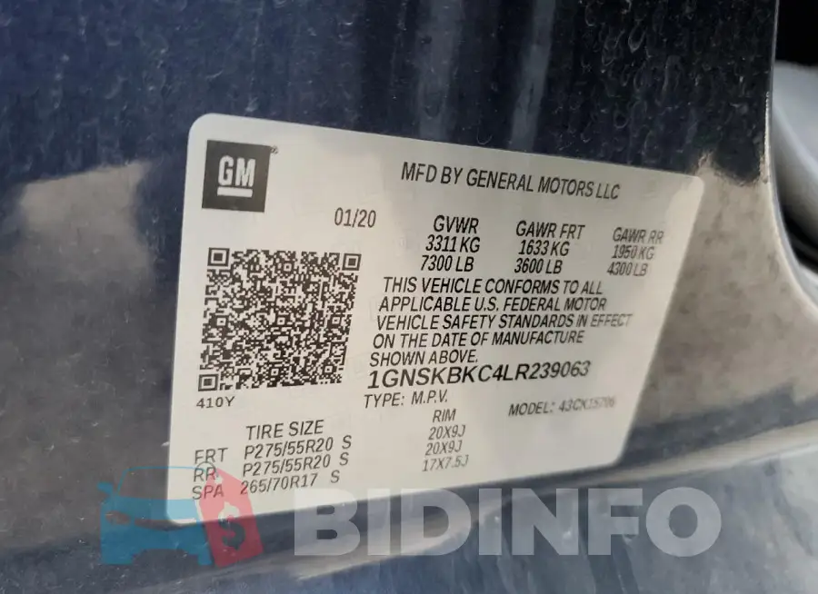 1GNSKBKC4LR239063 Photo# 14