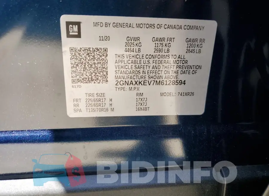 2GNAXKEV7M6128594 Photo# 13