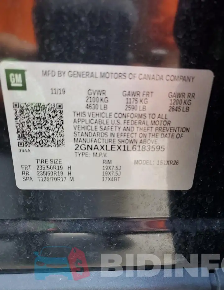 2GNAXLEX1L6183595 Photo# 13