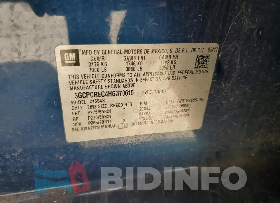 3GCPCREC4HG370615 Photo# 12