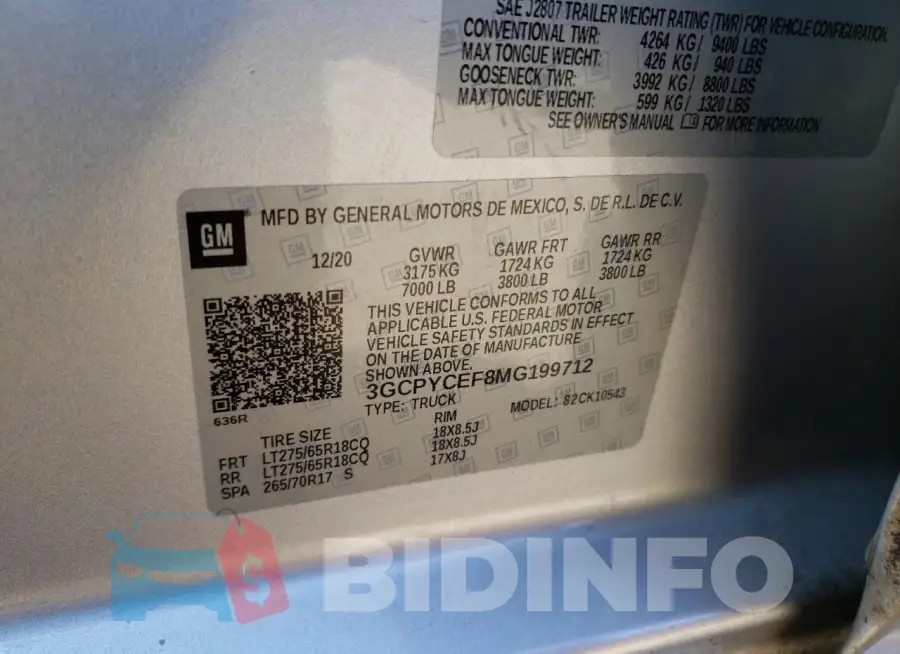 3GCPYCEF8MG199712 Photo# 12