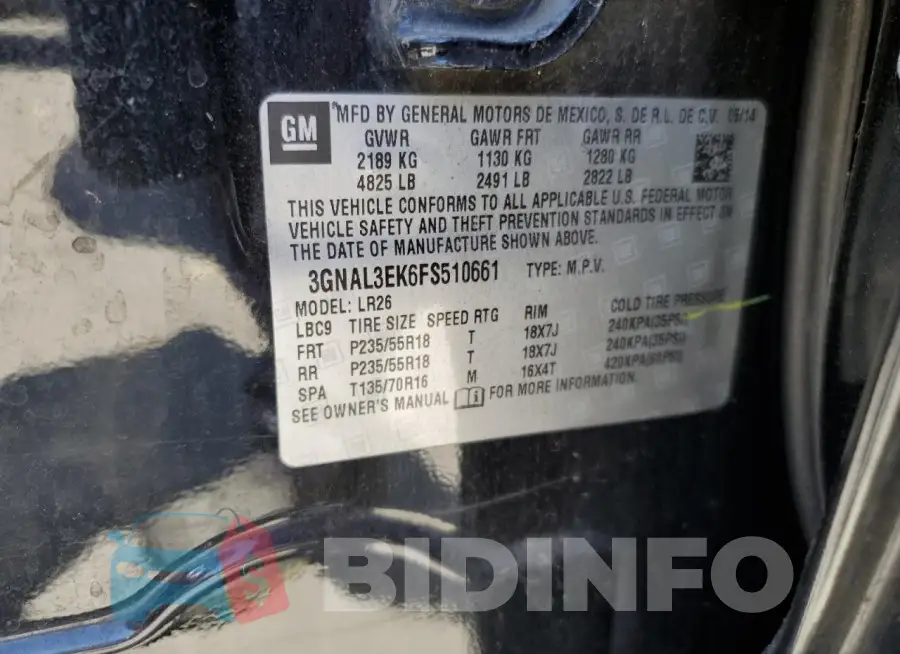 3GNAL3EK6FS510661 Photo# 13