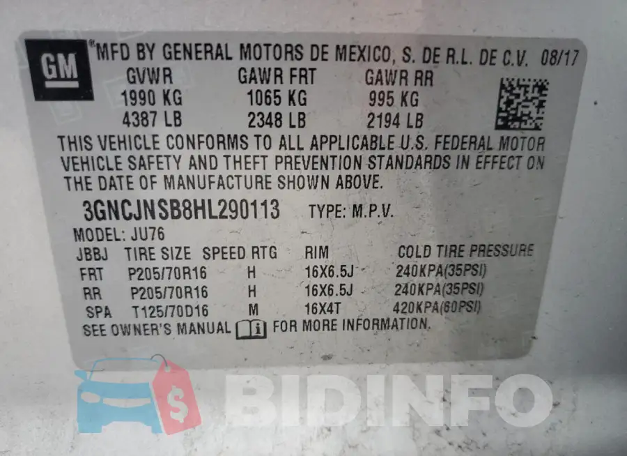 3GNCJNSB8HL290113 Photo# 12