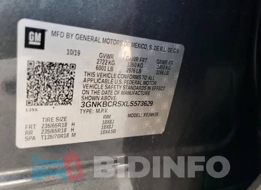 3GNKBCRSXLS573629 Photo# 12