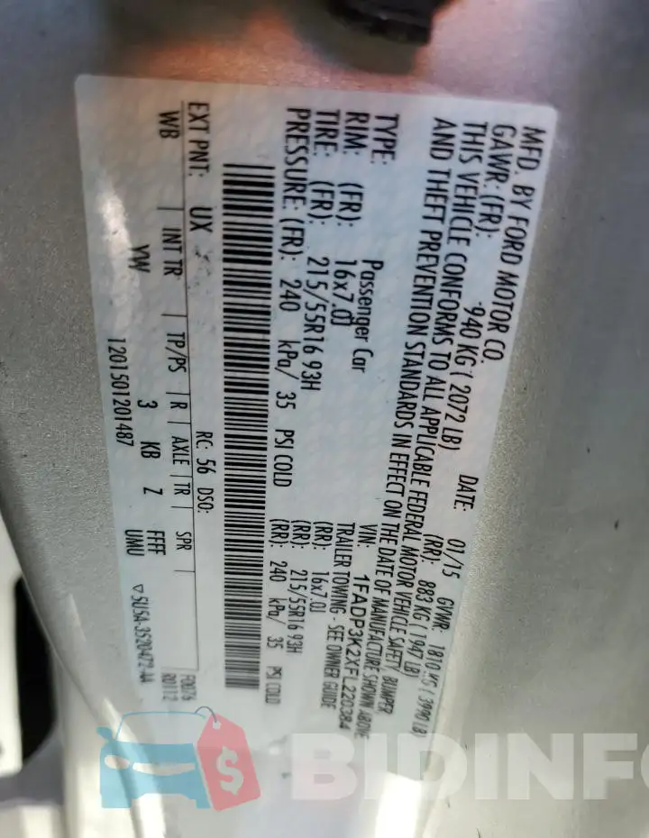 1FADP3K2XFL220384 Photo# 12