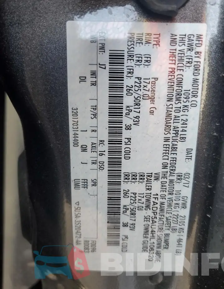 1FADP5AU4HL106320 Photo# 12
