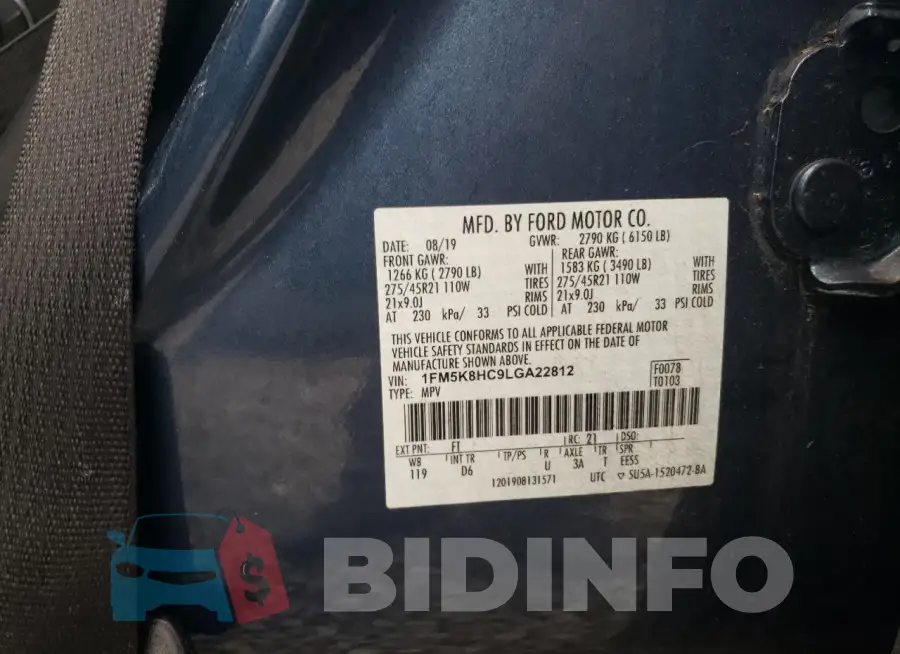 1FM5K8HC9LGA22812 Photo# 13