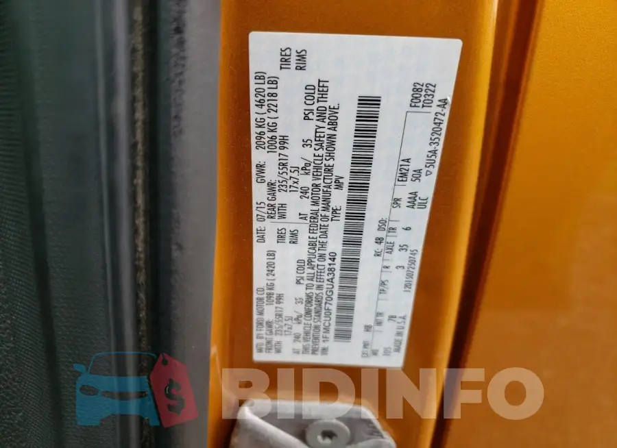 1FMCU0F70GUA38140 Photo# 13