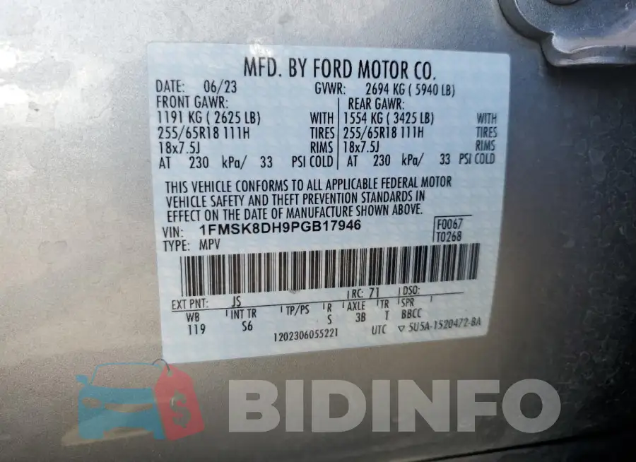 1FMSK8DH9PGB17946 Photo# 14