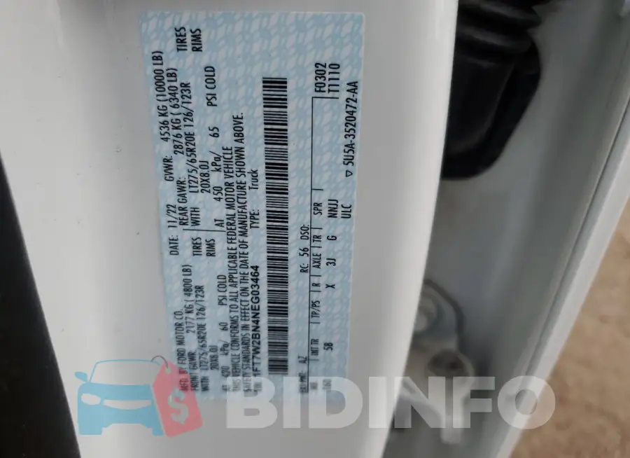 1FT7W2BN4NEG03464 Photo# 13