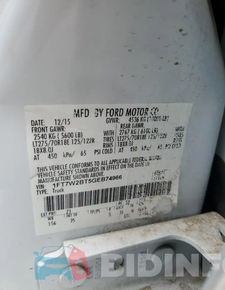 1FT7W2BT5GEB74966 Photo# 12