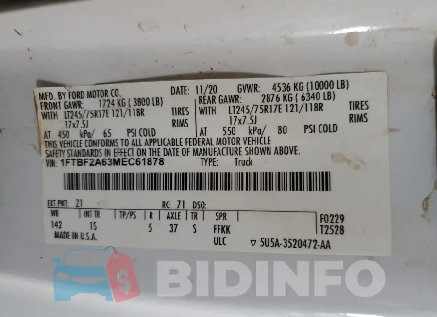 1FTBF2A63MEC61878 Photo# 12
