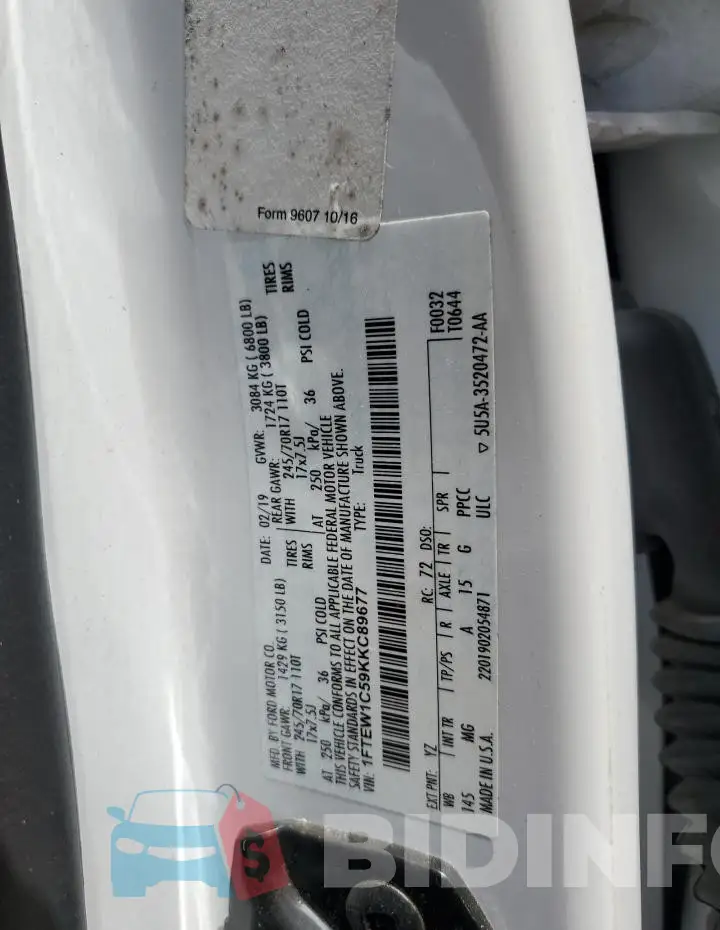 1FTEW1C59KKC89677 Photo# 12
