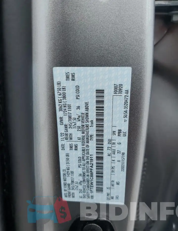 1FTEW1C88PFA21911 Photo# 13