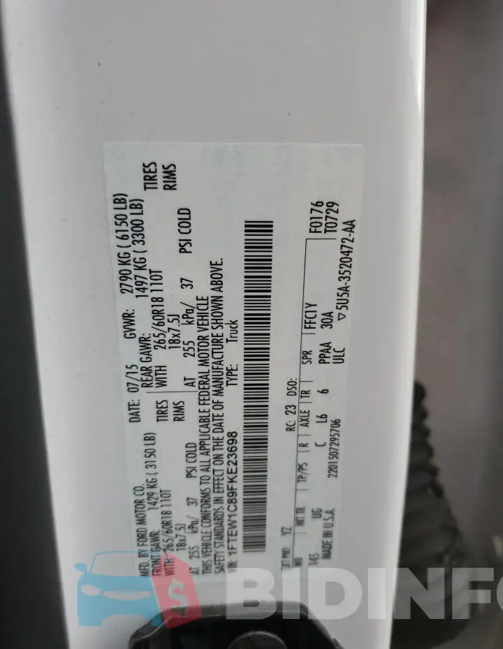 1FTEW1C89FKE23698 Photo# 13