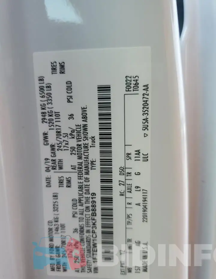 1FTEW1CP3KFB88919 Photo# 12