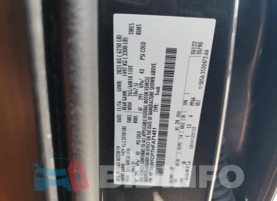 1FTEW1CP7HFA71451 Photo# 12