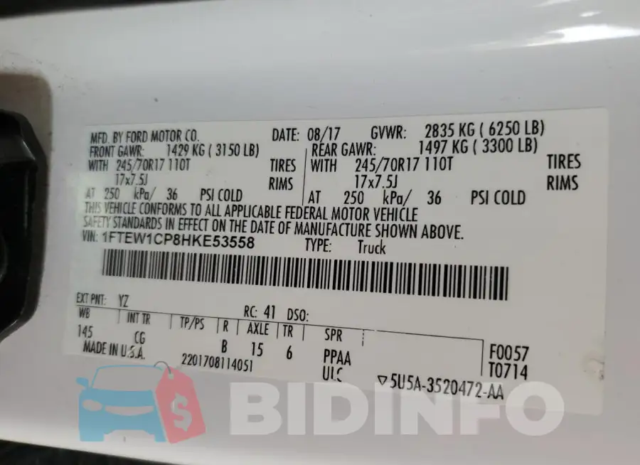 1FTEW1CP8HKE53558 Photo# 12