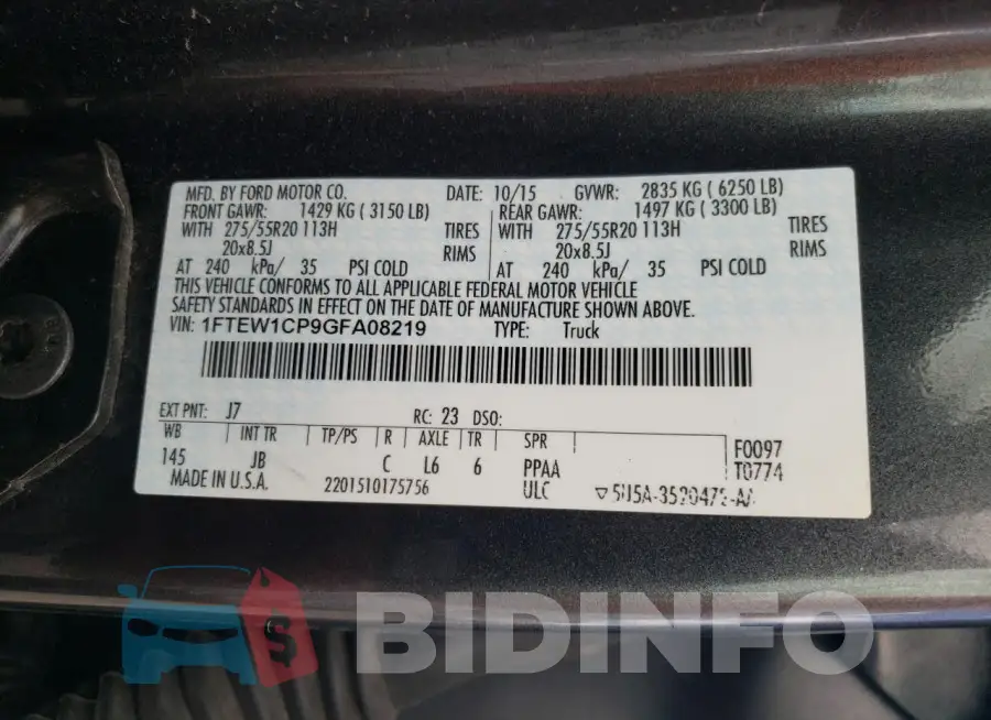 1FTEW1CP9GFA08219 Photo# 12