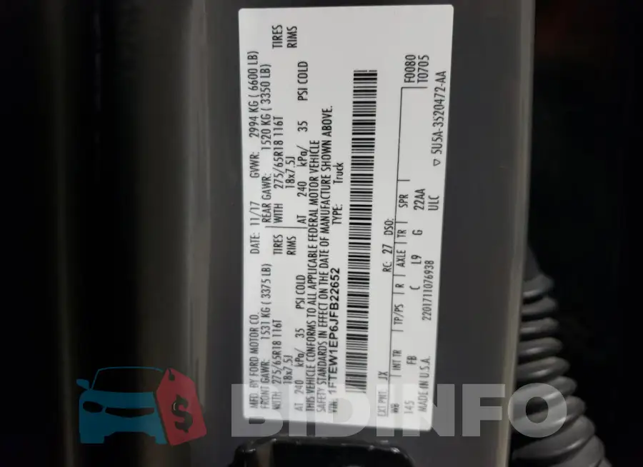1FTEW1EP6JFB22652 Photo# 13