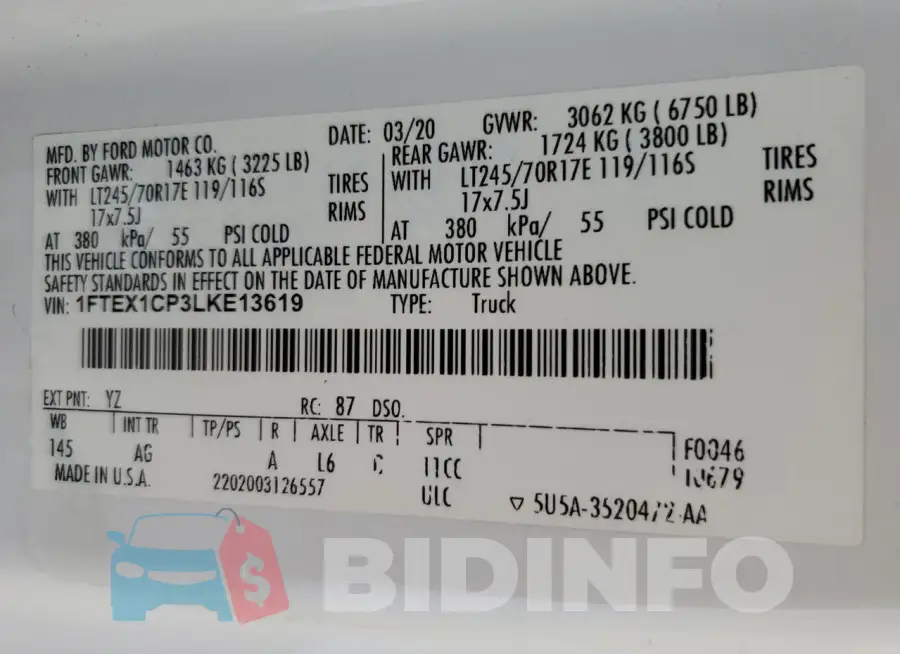 1FTEX1CP3LKE13619 Photo# 12