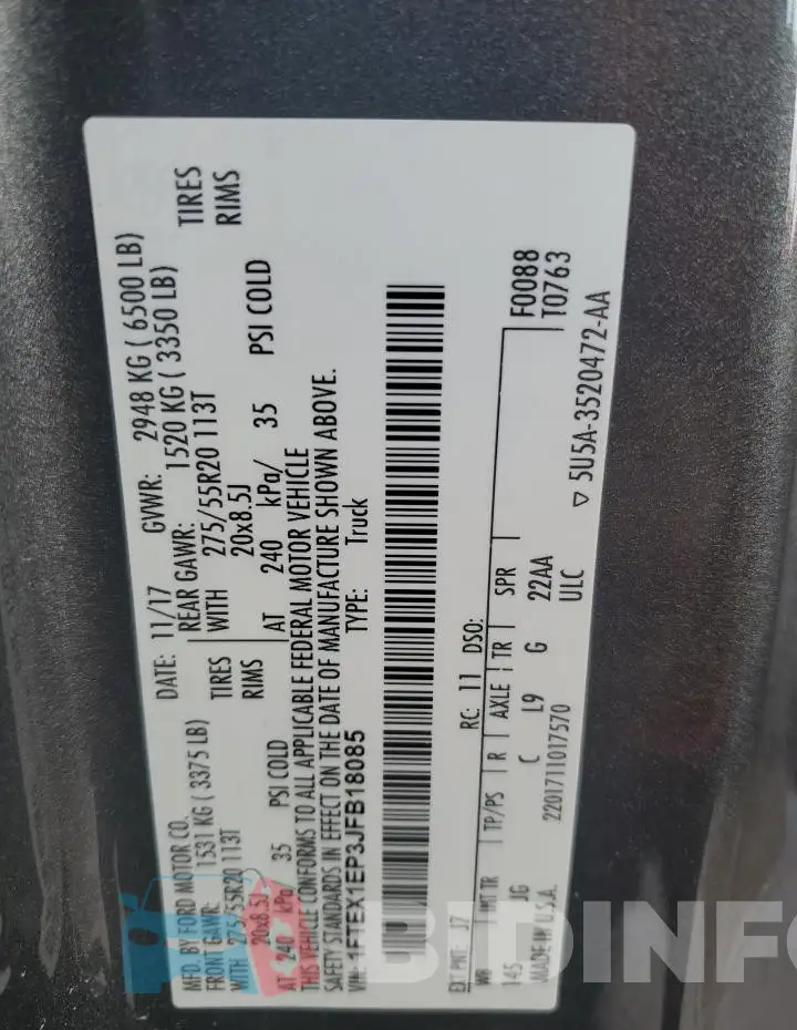 1FTEX1EP3JFB18085 Photo# 12