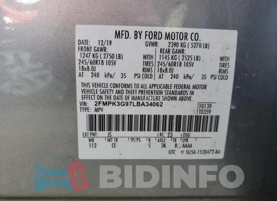 2FMPK3G97LBA34062 Photo# 13