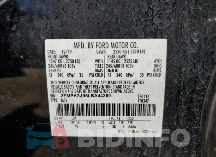 2FMPK3J95LBA44260 Photo# 13