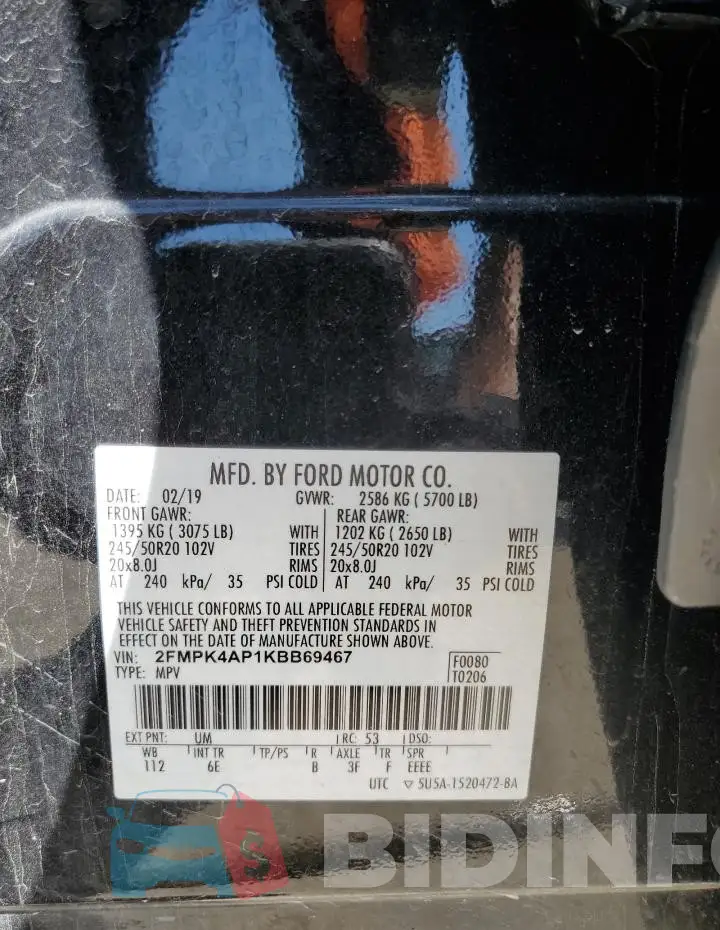 2FMPK4AP1KBB69467 Photo# 13