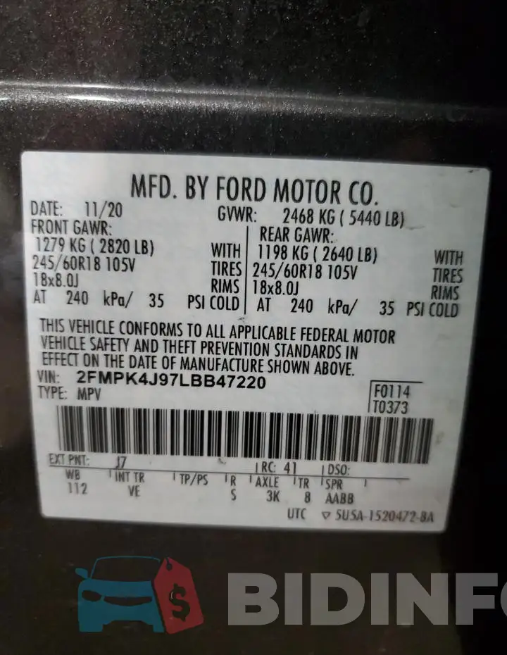 2FMPK4J97LBB47220 Photo# 13