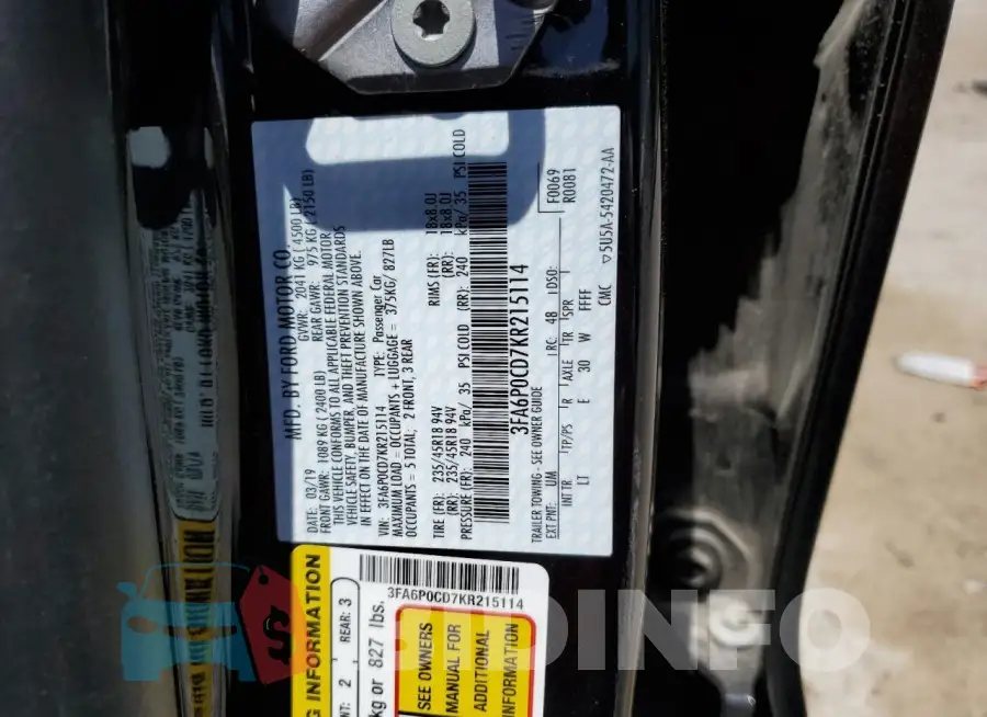 3FA6P0CD7KR215114 Photo# 12