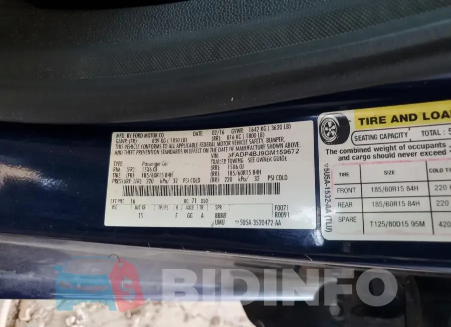 3FADP4BJ9GM159672 Photo# 12