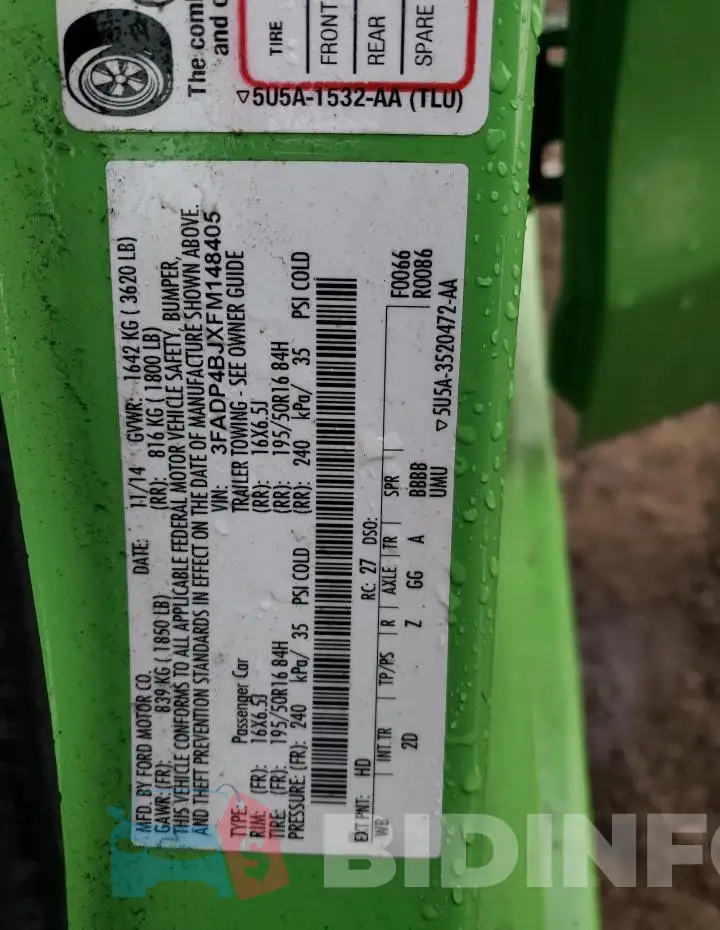 3FADP4BJXFM148405 Photo# 13