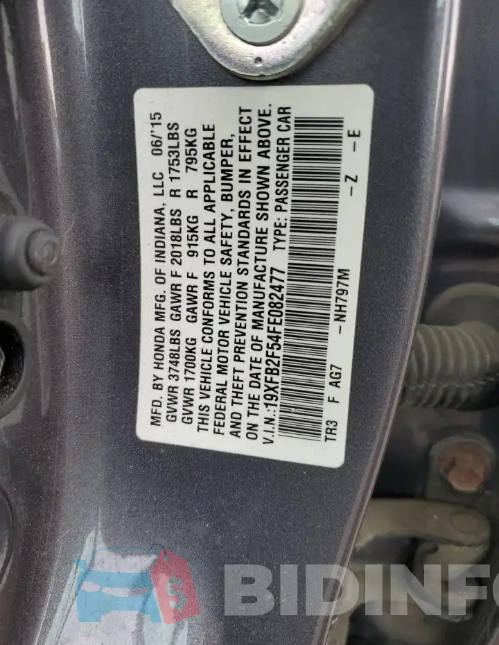 19XFB2F54FE082477 Photo# 12