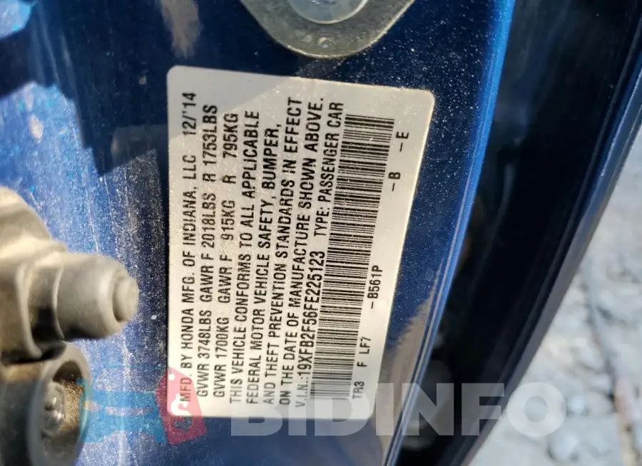 19XFB2F56FE225123 Photo# 12