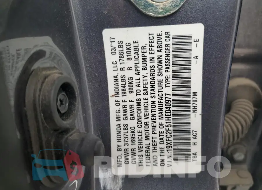 19XFC2F51HE040977 Photo# 13