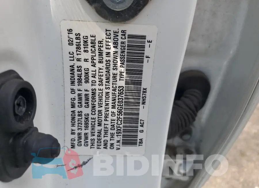 19XFC2F56GE037653 Photo# 11